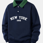 Relax Fit New York Print Contrast Polo Sweatshirt