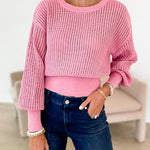 4 Colors Crewneck Back Cut Out Splice Knitting Sweater