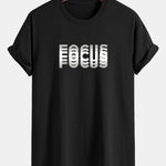 Regular Fit Focus Slogan Print Cotton T-Shirt