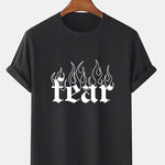 Gothic Flame Letter Print T-Shirt