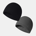2 Pieces Solid Color Outdoor Cycling Warm Knit Beanie Hat