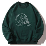 Skull Line Print Crew Neck Relaxed Sweatshirt