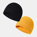 2 Pieces Solid Color Outdoor Cycling Warm Knit Beanie Hat