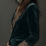 Velvet Blazer With Intricate Embroidered Lapels