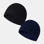 2 Pieces Solid Color Outdoor Cycling Warm Knit Beanie Hat