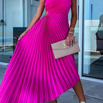 Margovil One Shoulder Cut Out Waist Irregular Pleated Party Dress