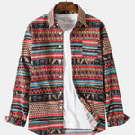 Long Sleeved Tribal Print Corduroy Shirt