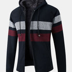 Striped Zip Up Hooded Sweater
