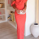 Draped One Shoulder Bodycon Maxi Party Dress