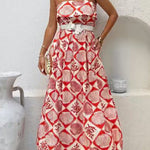 Strapless Tube Marine Life Print Maxi Dress