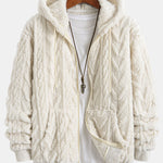 Geometric Jacquard Zip Up Teddy Hoodie