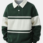 Relax Fit Color Block Patchwork Polo Sweatshirt