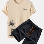 Summer Palm Tree Print T-Shirt & Swim Shorts
