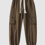 Men's Drawstring Pocketed Cuffed Casual Cargo Pants