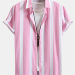 Striped Print Button Up Shirt & Swim Shorts