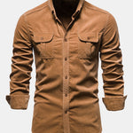Regular Fit Cotton Corduroy Shirt With Pockets