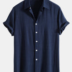 Linen Rayon Blend Button Up Shirt & Linen Cotton Blend Drawstring Shorts
