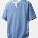 Relax Fit 2 In 1 Notched Collar Waffle T-Shirt