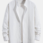 Long Sleeve Stand Collar Striped Shirt