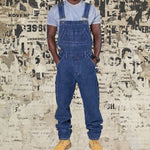 Men's Casual Washed Denim Multi-pocket Loose Overalls
