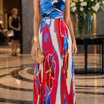 Spaghetti Strap Twist Front Cut Out Floral Print Maxi Dress