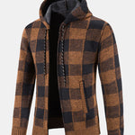 Plaid Zip Up Hooded Sweater