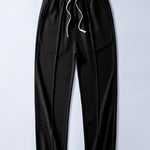 Relax Fit 2 In 1 Notched Collar Waffle T-Shirt & Waffle Pleated Pintuck Straight Leg Pants