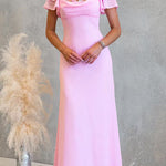 Flare Sleeves Lace Splice Maxi Dress