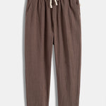 Short Sleeve Geometry Textured Cuban Shirt & Linen Cotton Blend Cropped Pants