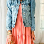 Vintage Distressed Button Up Pocketed Denim Jacket