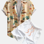 Flamingo Habitat Print Button Up Shirt & Swim Shorts