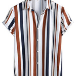 Colored Striped Print Shirt & Swim Shorts