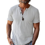 Men's Casual Waffle Henley Neck Slim Fit Short Sleeve T-Shirt