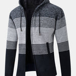 Zip Up Striped Hooded Sweater
