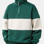 Relax Fit Contrast Color Quarter Zip Sweatshirt