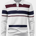 Long Sleeve Stripe Knit Polo Shirt