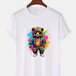 Splash Colorful Bear Print T-Shirt