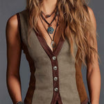 Vintage Bohemian Patchwork Suede Vest
