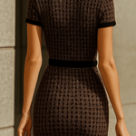 Chic V-neck Knitted Mini Dress
