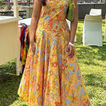 Margovil Spaghetti Strap Floral Print Chiffon Maxi Dress
