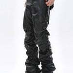 Ruched PU Leather Pants