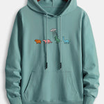 Cartoon Dinosaur Print Cotton Hoodie