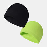 2 Pieces Solid Color Outdoor Cycling Warm Knit Beanie Hat