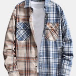 Long Sleeved Contrast Plaid Shirt