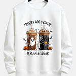 Halloween Coffee Print Relax Fit Sweatshirt