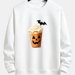 Halloween Pumpkin Drink Print Relax Fit Sweatshirt