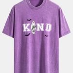 Halloween Kind Ghost Print Washed Distressed Drop Shoulder T-Shirt