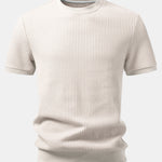 Waffle Ribbed Hem T-Shirt & Drawstring Knit Waffle Shorts