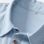 Short Sleeve Linen Look Polo Collar Shirt