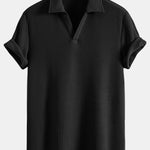 Short Sleeved Waffle V-neck Polo